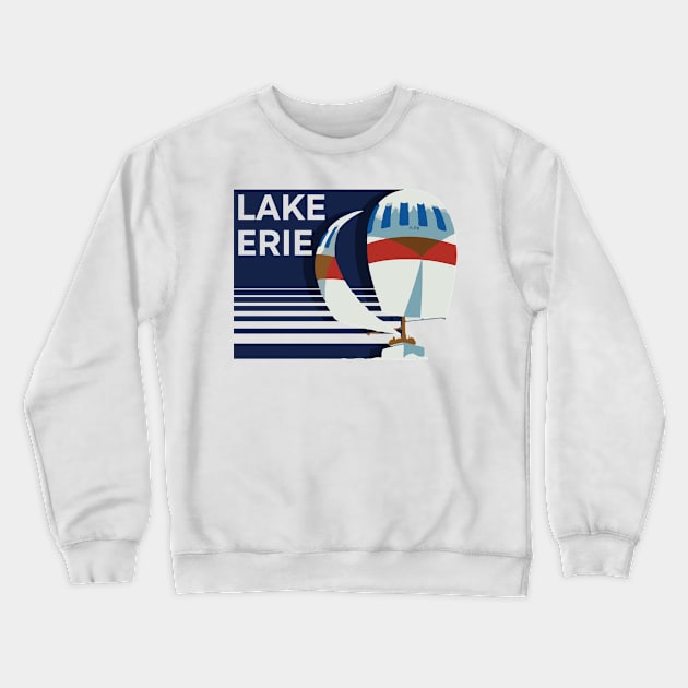 Lake Erie Boat Design Crewneck Sweatshirt by mbloomstine